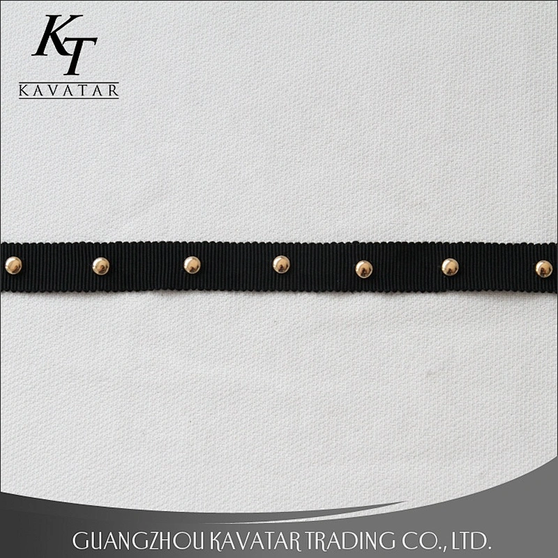 Factory Price Wholesale Polyester Grosgrain gold Copper Bead Ribbon