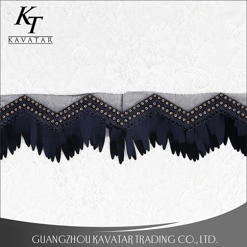 Kavatar Net Lace Shiny Colors Sequin Fringe Trim For Garment