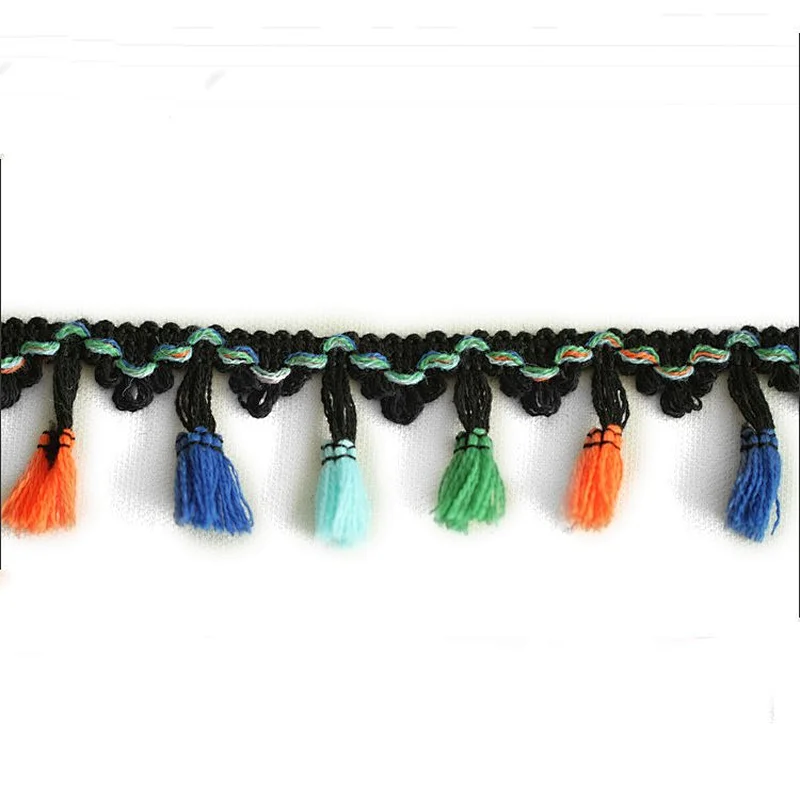 Wholesale polyester fringe trimming, mixed color tassel,colorful tassel fringe trims