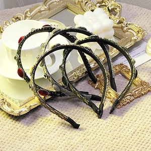 Vintage classic wool hairband headwear Korean version 2020 new versatile web celebrity simple rhinestone headband