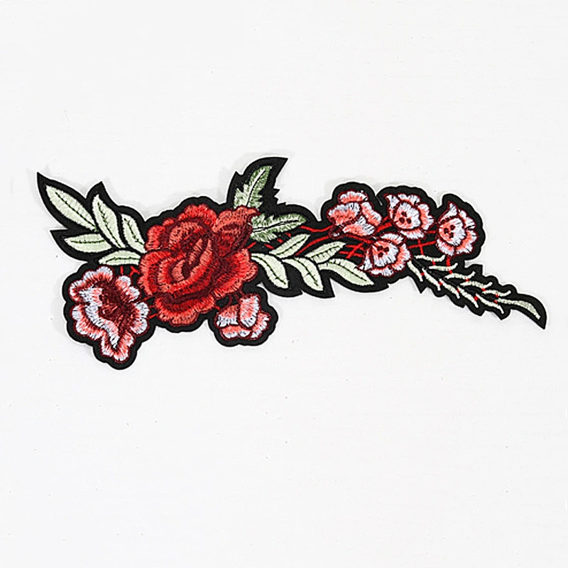 Designed Elegant Sew On Floral Rose Embroidered Patches for Clothes Decoration