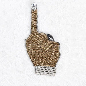 Kavatar Design Individuality Crystal Rhinestone Patches Gold Motif Patch Use For Clothing