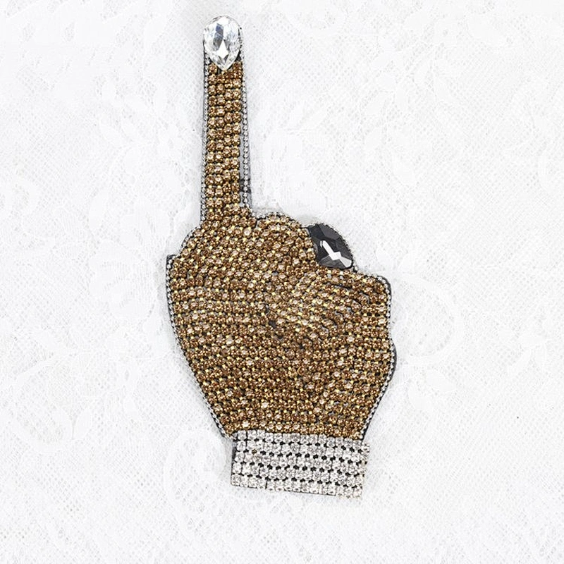 Kavatar Design Individuality Crystal Rhinestone Patches Gold Motif Patch Use For Clothing