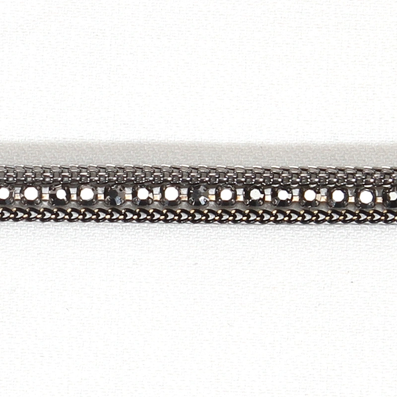 Copper Chain Bordered Hotfix Transfer Rhinestone Ribbon Trim