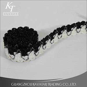New fashion black alternating with white 100% polyester decoration tape for garment