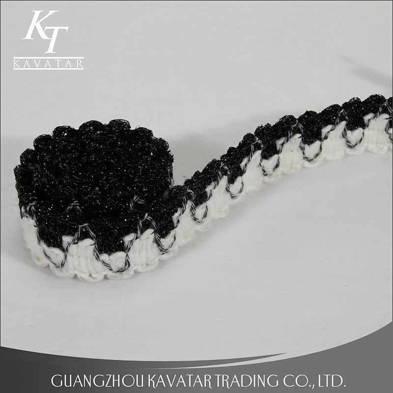 New fashion black alternating with white 100% polyester decoration tape for garment