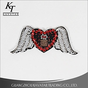 Beautiful Handicraft Heart with Wings Beading Patches For Decoration
