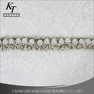 New Design 2.5cm Big Pearl Bead Lace Trim For Garment Decoration