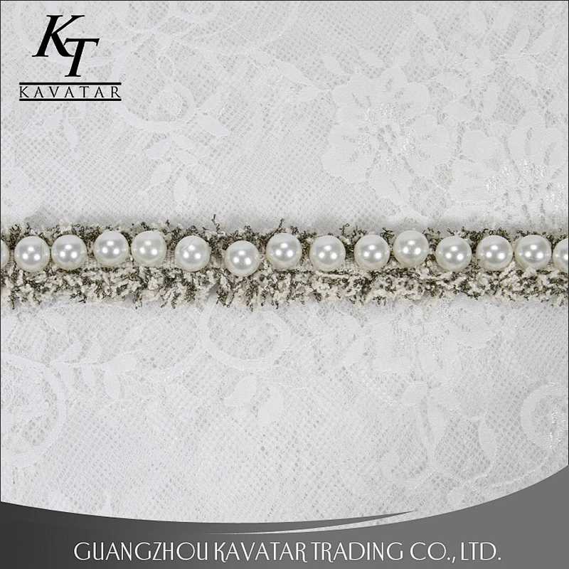 New Design 2.5cm Big Pearl Bead Lace Trim For Garment Decoration