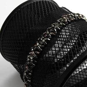 Wholesale polyester pearl lace pearl beaded lace black organza bag pearl lace trim
