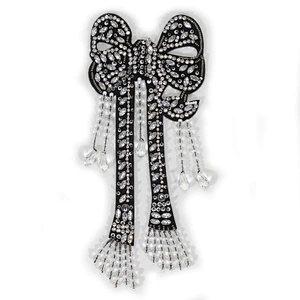 Handmade Butterfly Crystal Accessories Beads Applique Patch with Mini Rhinestone Fringe