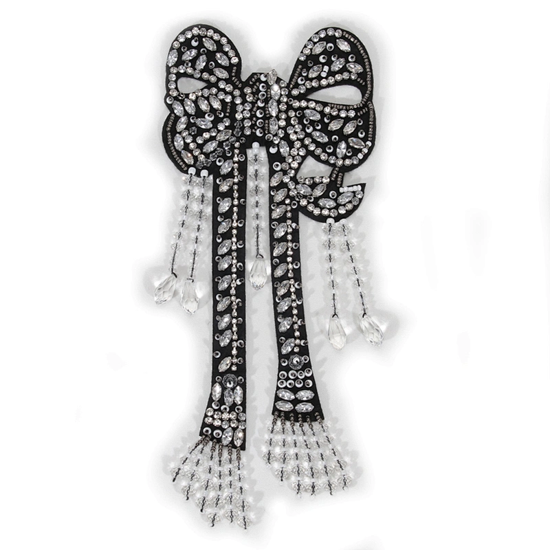 Handmade Butterfly Crystal Accessories Beads Applique Patch with Mini Rhinestone Fringe