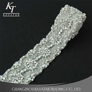 Custom Rhinestone Bridal Bead Applique For Wedding Belt