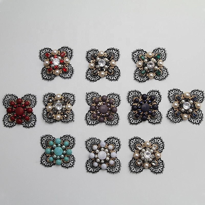 Multi Color Iridescent Flower Floral Flatback Rhinestones Beads Patches