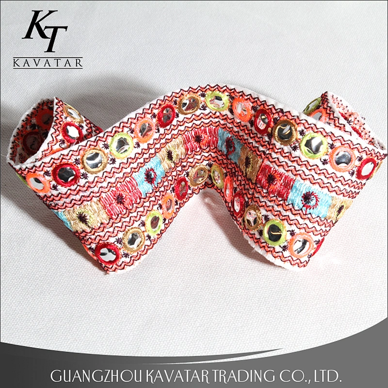Wholesale 6cm white mirror style embroidery ribbon trim