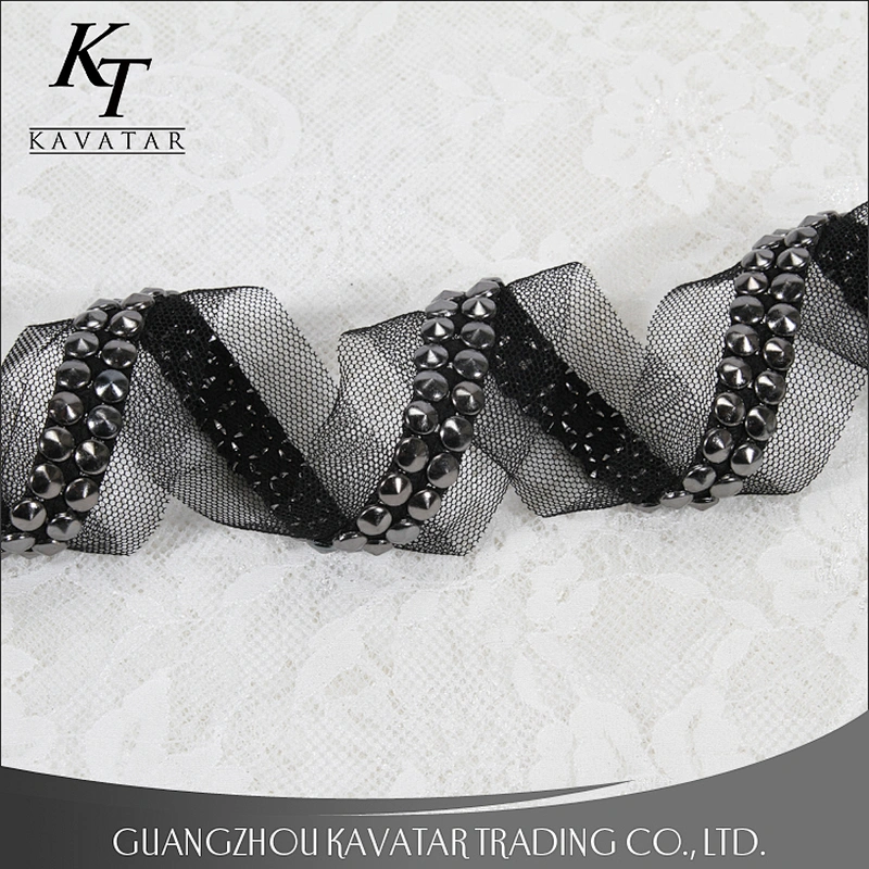 Design handmade embroidery Copper beaded lace trim