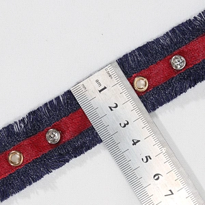 Good quality eyelet fringe trim lace tape with crystal