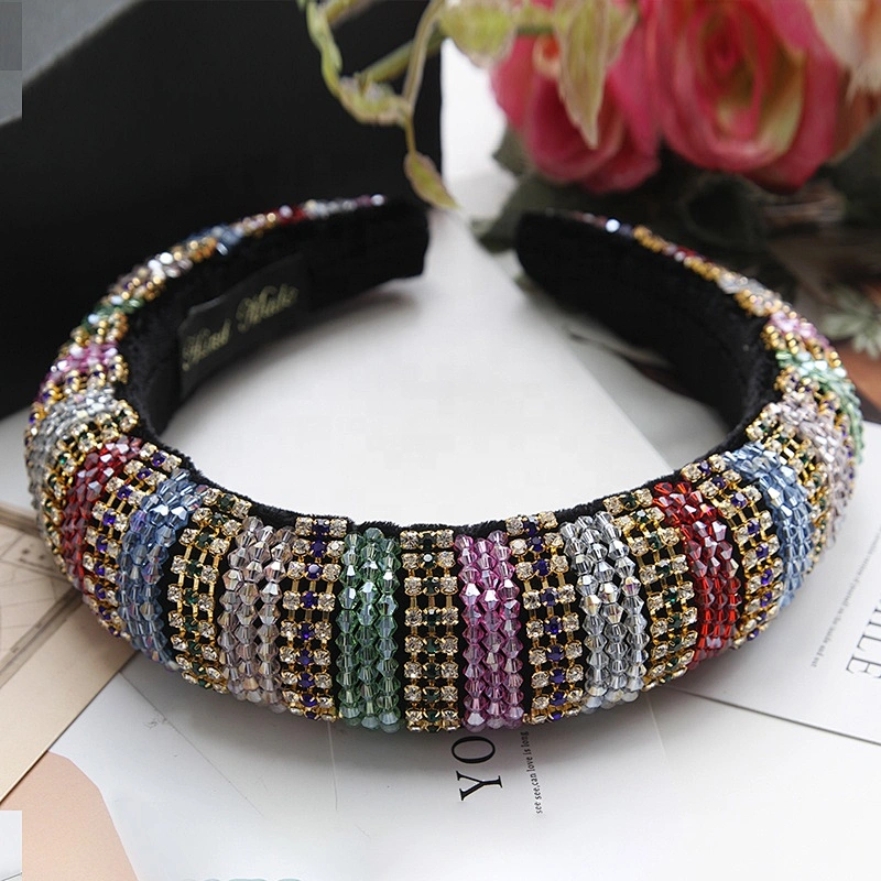 Multi Color Lux Velour Crystal And Rhinestone Cup chain Decorated Headbands Hairbands WOMEN HEADBAND