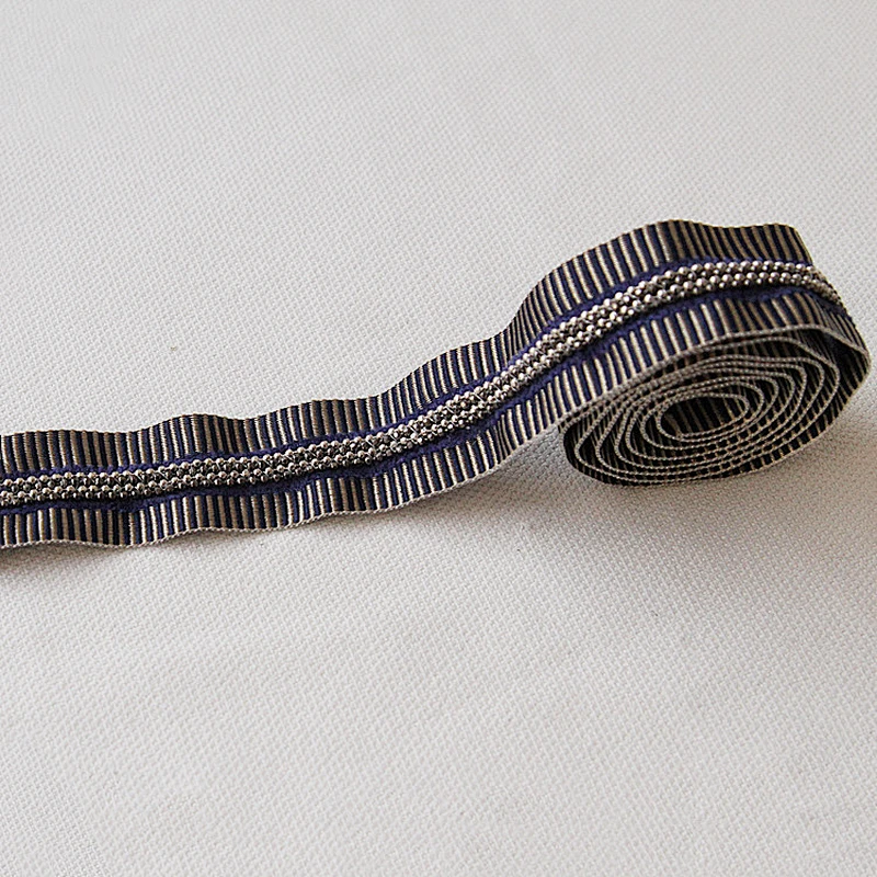 New design four rows mini Copper bead sew on polyester webbing tape trim for clothes