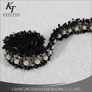 Hot sale 3.5cm handmade pearl beaded trimming for clothes