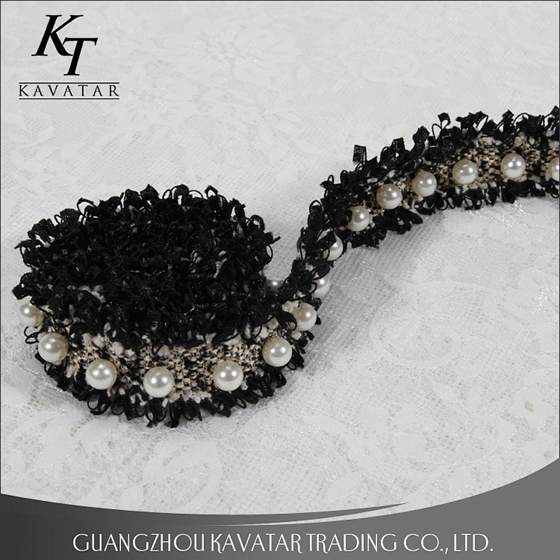 Hot sale 3.5cm handmade pearl beaded trimming for clothes