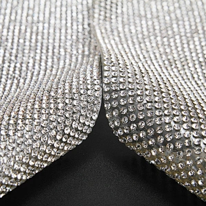 Kavatar Wholesale  2mm Aluminum Transfer Crystal Stone Mesh Sheets Trimming, Gold Accessories Base Hot Fix Rhinestone Iron on Trims