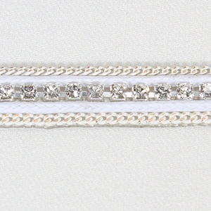 Bling Bling Decorative White Strips Accessories Beads Chain Decorated Hot Fix Rhinestone Transfer Motif Trim