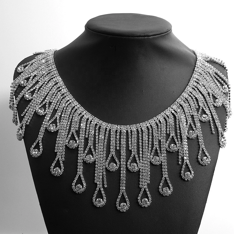 Kavatar Wholesale Crystal Rhinestone Chain Trim Fringe Styles For Dress