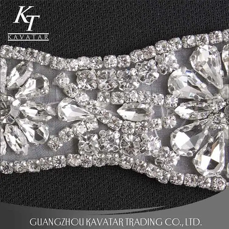 High quality fashion crystal applique for bride wedding