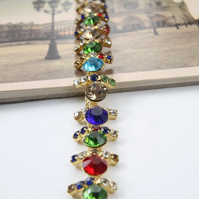 New design DIY rhinestone beaded clothes garment accessories for women crystal bead chain