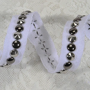 Classical style polyester design lace trim with Copper rivet for clothes