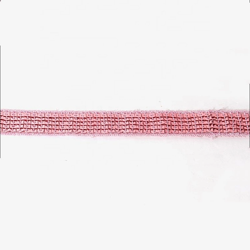 Fashion embroidery pink sequin grosgrain ribbon for garment