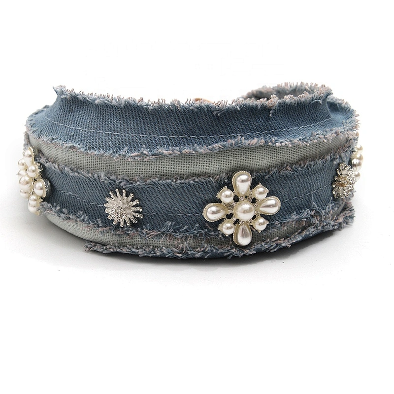 Euramerican Korean 2020 new style hairband retro  faux pearl headband Leather hair band women to hair hoop