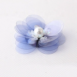 Customized Popular Blue 3D Flower Pearl Flower Patches