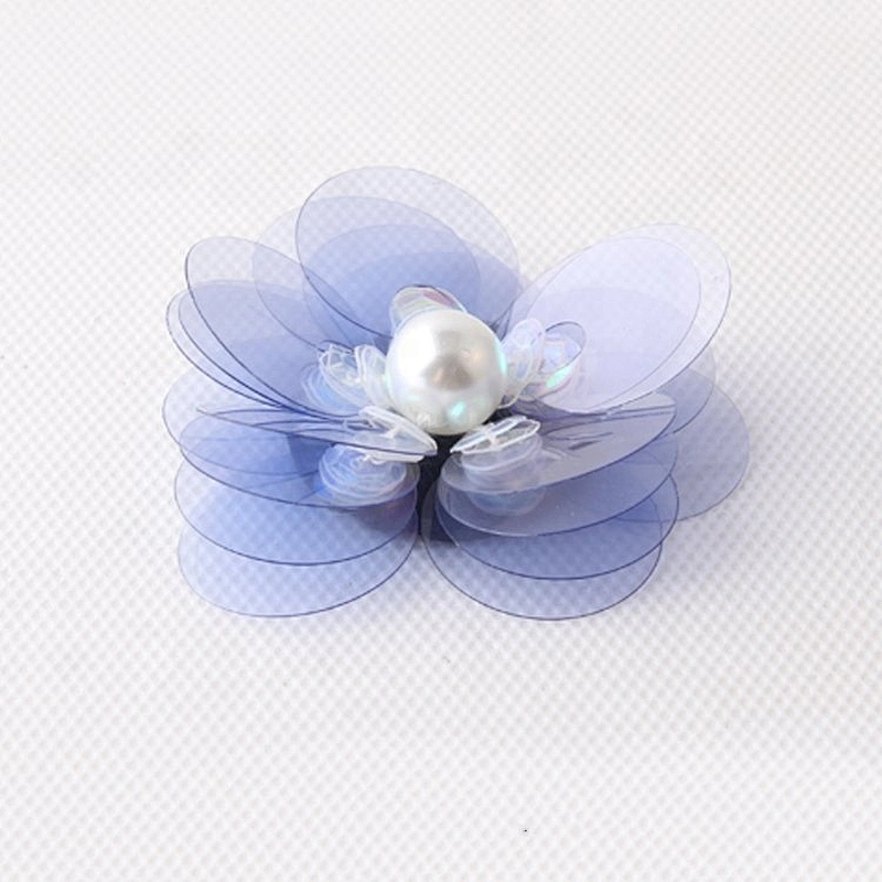 Customized Popular Blue 3D Flower Pearl Flower Patches
