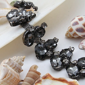 Kavatar beaded trim fringe  rhinestone beaded glass trim hotfix banding