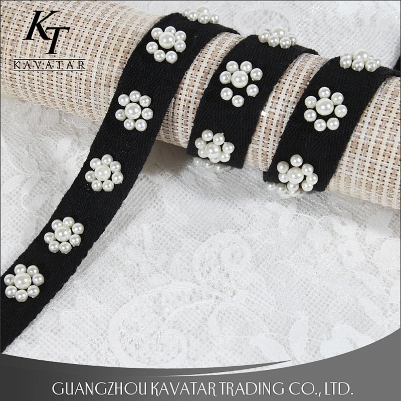 New Style Flower Shape Handmade Pearl Beaded Trimming For Garment