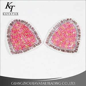 Pink sequin beaded patches sew on garment