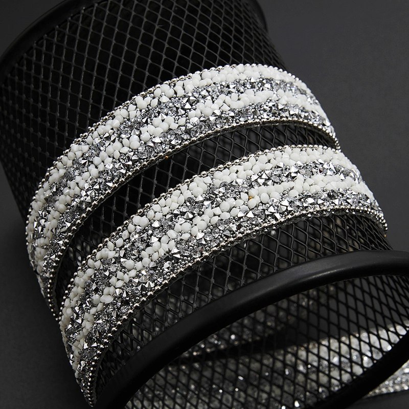 Kavatar Wholesale Garment Hangtag Heat Label Rhinestone Chain Rhinestone Transfer For T-shirt Hotfix Trim Iron on Trims