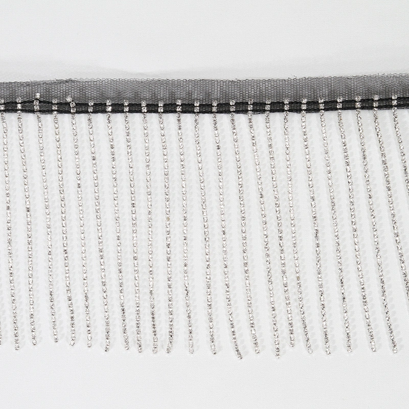 Wholesale Black Polyester Strips Accessories Rhinestone Fringe Tassel Trim for Dress Decoration