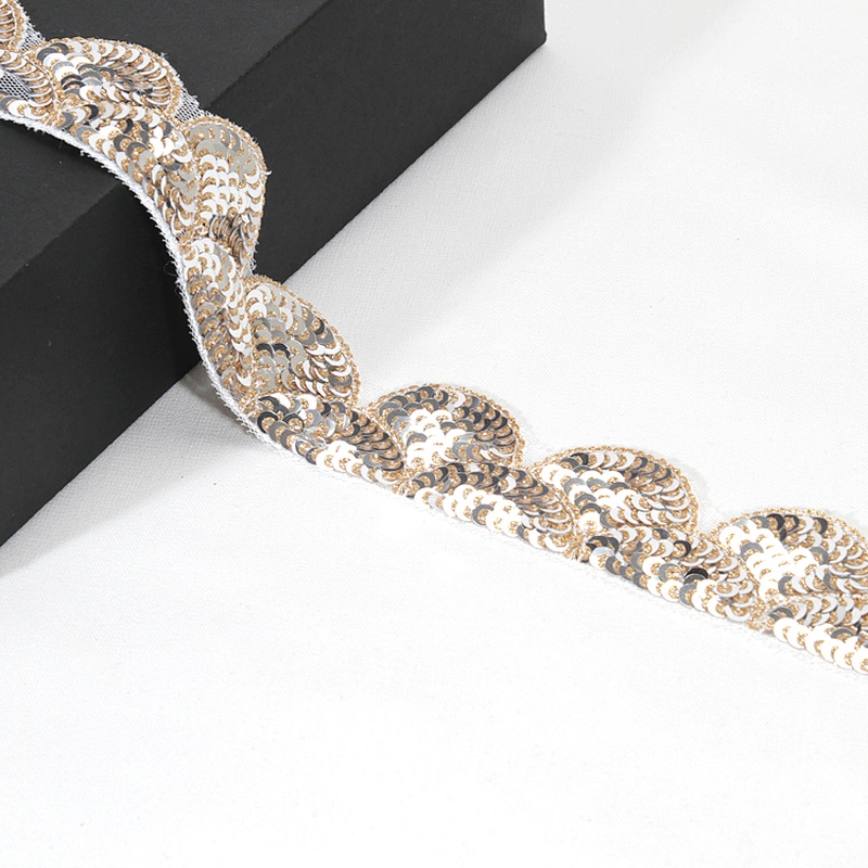 Handmade Mesh Guipure Lace Base Sequin Decoration Ribbon