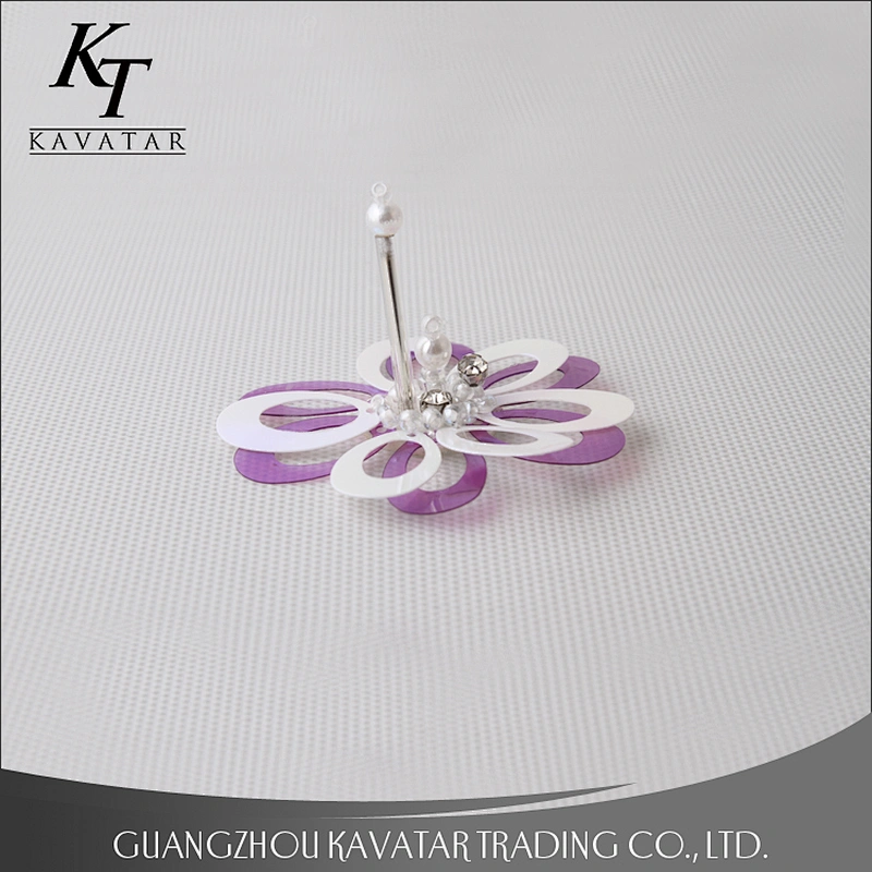 Kavatar Simply Sequin Rhinestone Beaded Applique Flower Patch