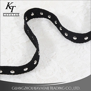 kavatar Round Beads Black Tape Lace Trimming For Garments
