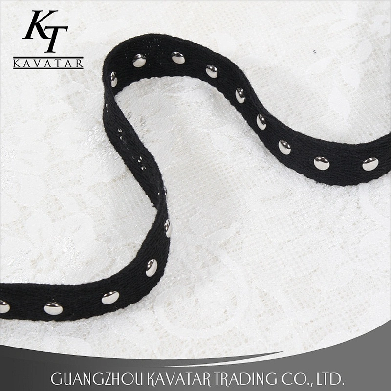 kavatar Round Beads Black Tape Lace Trimming For Garments
