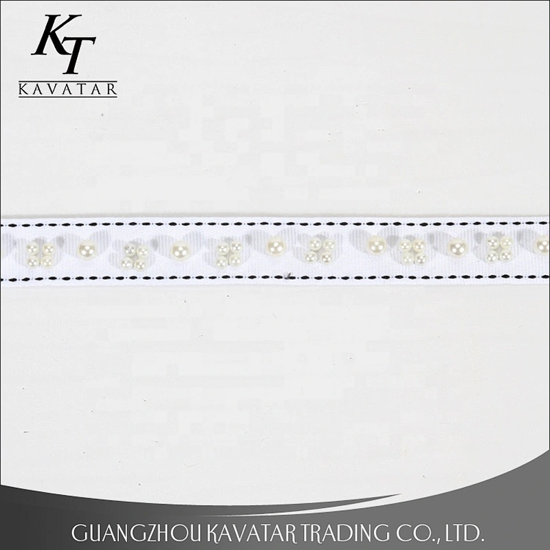 Beautiful White Webbing Beaded Pearl Lace Trim
