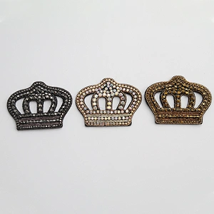 wholesale Sew on patches AB color hotfix patches crown patch applique 3d rhinestones CANVAS