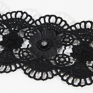 Designs Flower Lace Fashion Black African Styles Embroidery Lace Trim For Garment