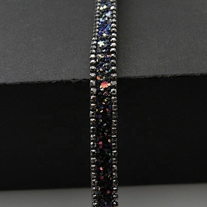 Decorative Copper rhinestone Chain edged hot fix trim motif designs