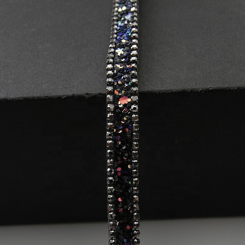 Decorative Copper rhinestone Chain edged hot fix trim motif designs