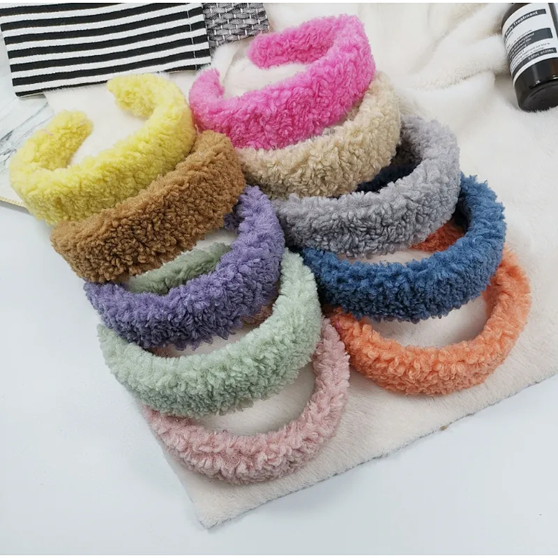 wholesale hair accessories Decorated women Furry Headbands Lamb plush hair band winter headband fur headband